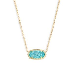 Kendra Scott Elisa Necklace - Teal Druzy Gold Tone